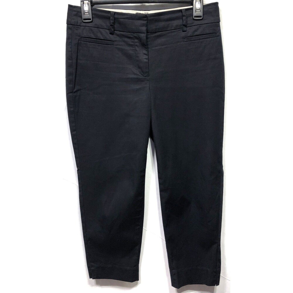 Talbots The Perfect Crop pants 2P black straight leg pockets stretch midrise